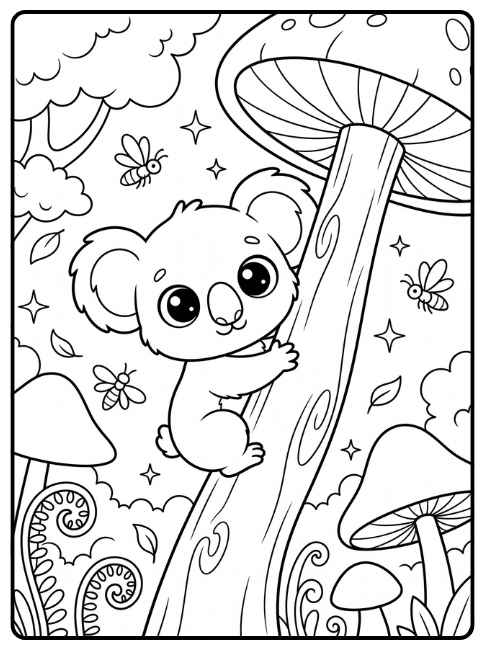 Página para colorir: coala bebê