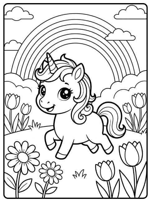 Página para colorir: unicórnio bebê